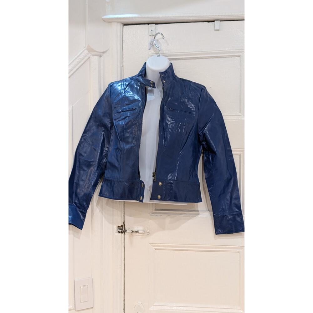 Albert Duke New York Navy Blue Leather Jacket Size S